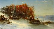 Regis-Francois Gignoux First Snow Along the Hudson River oil on canvas